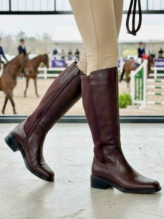 Franco Sarto Shoes - Franco Sarto Gisella Knee High Boots Burgundy Leather Low Heel Side Zip Size 9M